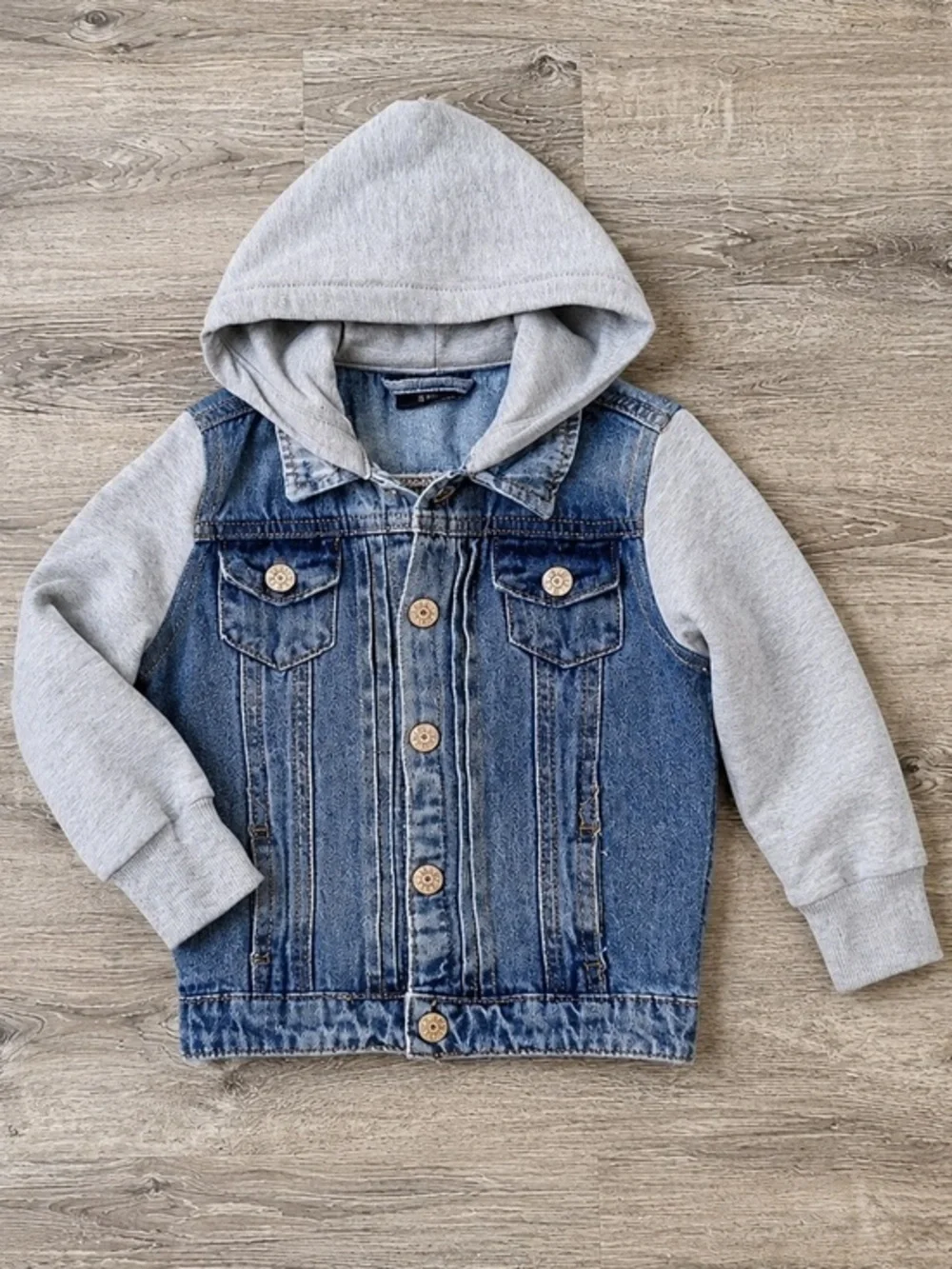 Little Bipsy Denim Jacket Hoodie Toddler Baby Blue Gray NWT 0-3 Month
